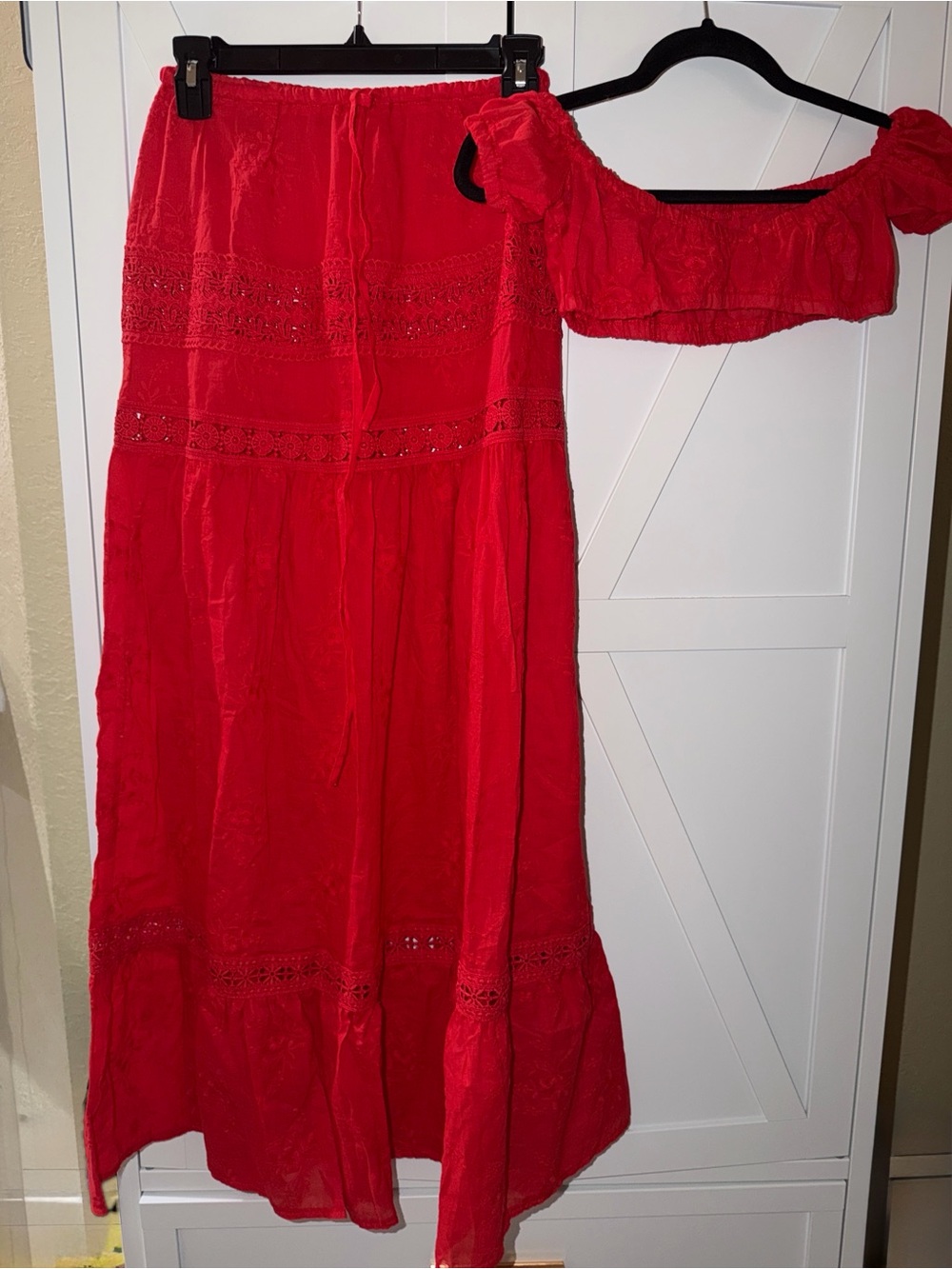 Bright Red Two-Piece Maxi Set